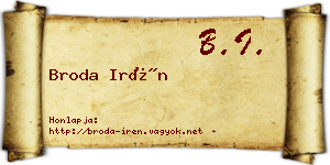 Broda Irén névjegykártya